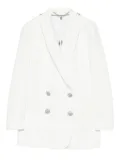 NISSA crystal-embellished double-breasted blazer - White