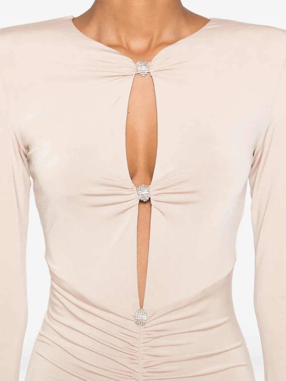 NISSA Mini-jurk verfraaid met kristallen Beige