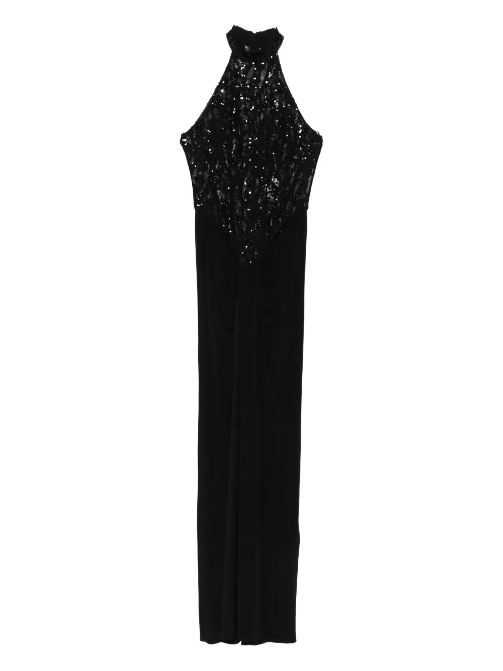 Nissa Sequin-embellished Halter-neck Maxi Dress In Black