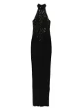 NISSA sequin-embellished halter-neck maxi dress - Black