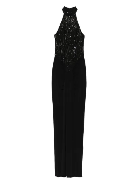 NISSA sequin-embellished halter-neck maxi dress