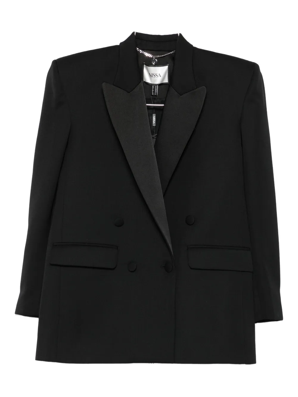 Nissa Shawl-lapel Double-breasted Blazer In Black