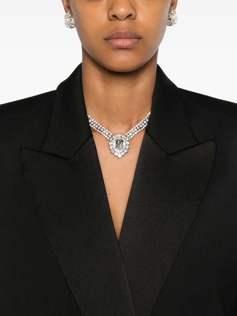 Nissa Shawl-lapel Double-breasted Blazer In Black