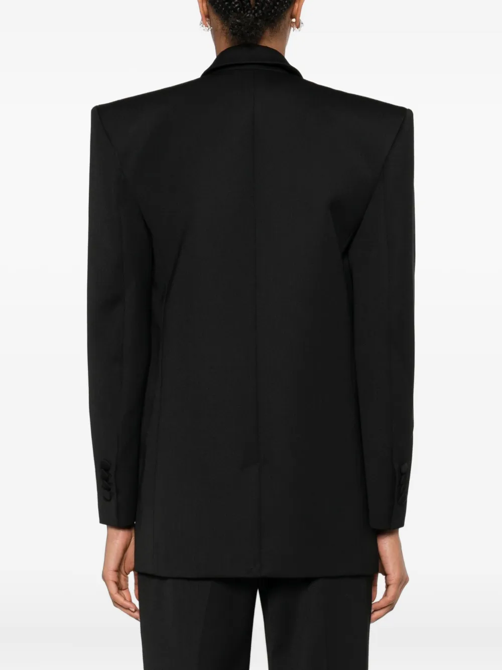 Nissa Shawl-lapel Double-breasted Blazer In Black
