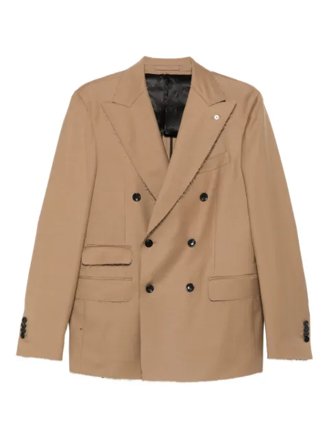 L.B.M. 1911 double-breasted frayed-edge blazer