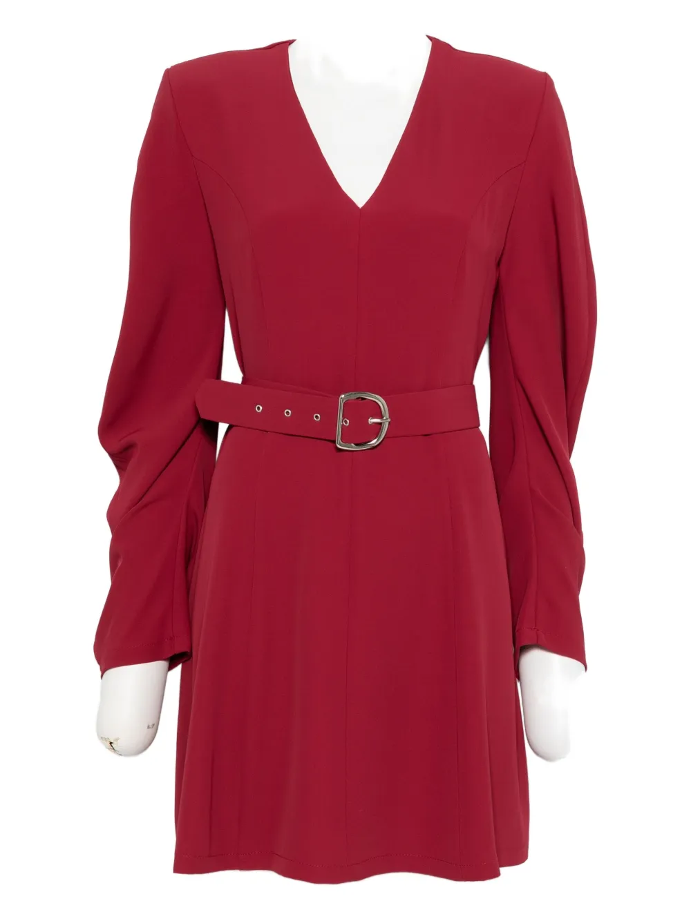 IMPERIAL V-neck belted mini dress - Rosso