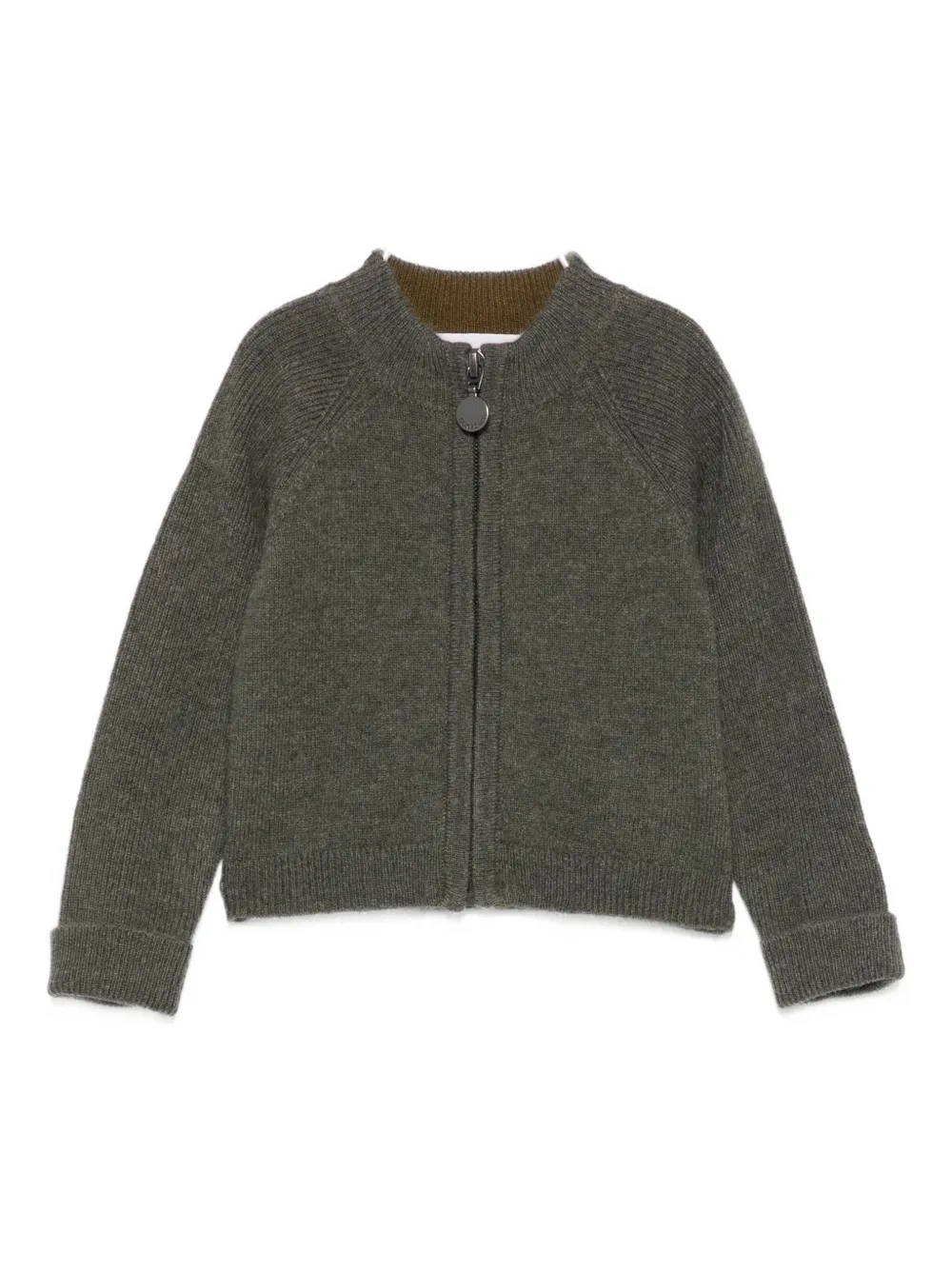 Bonpoint ribbed zip-up cardigan Groen