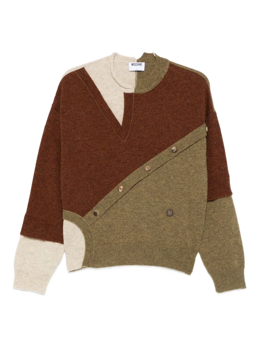 Moschino Colour-block Button-detail Sweater In Multi