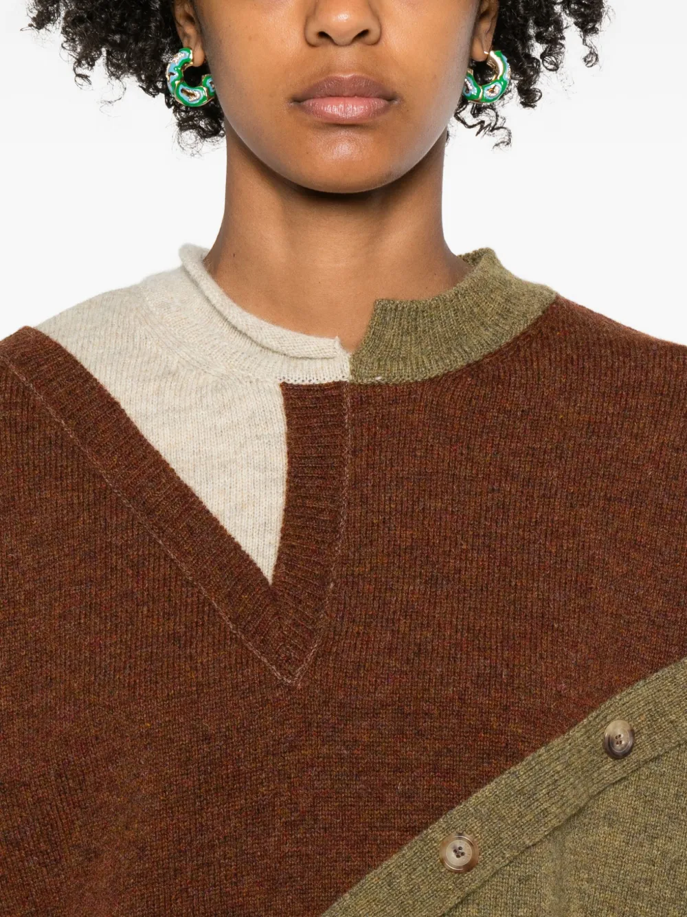 Moschino Colour-block Button-detail Sweater In Multi
