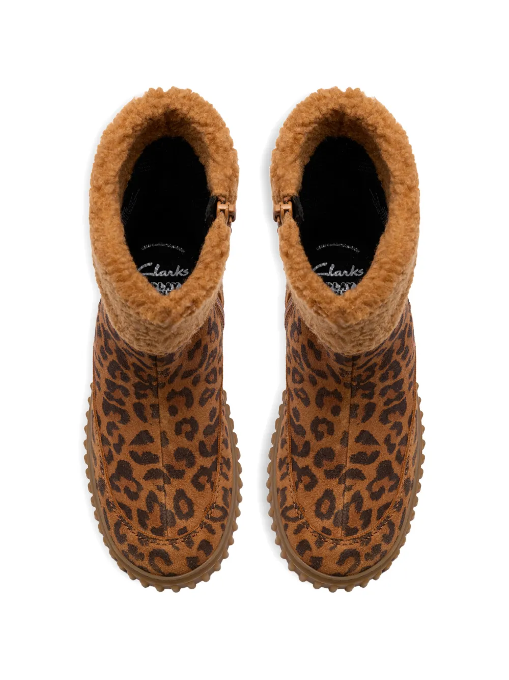 Clarks Kids Cove Snug snowboots met luipaardprint Bruin