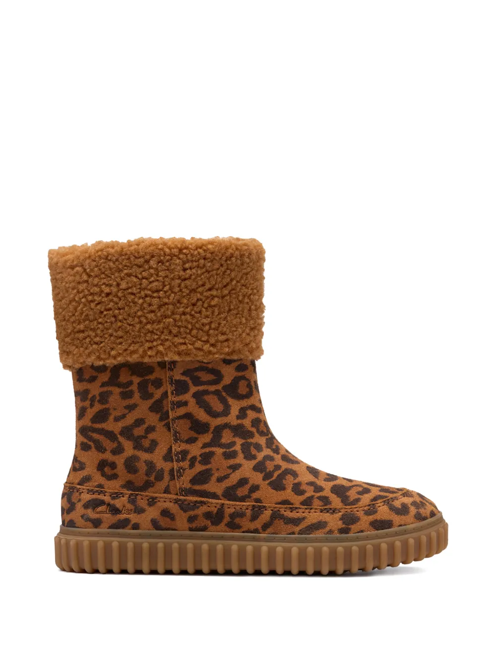 Clarks Kids Cove Snug snowboots met luipaardprint Bruin