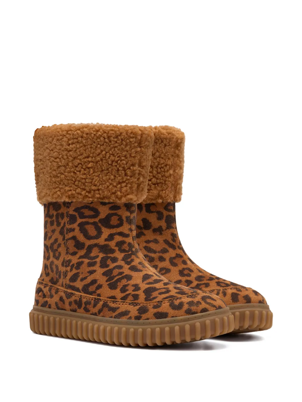 Clarks Kids Cove Snug snowboots met luipaardprint Bruin