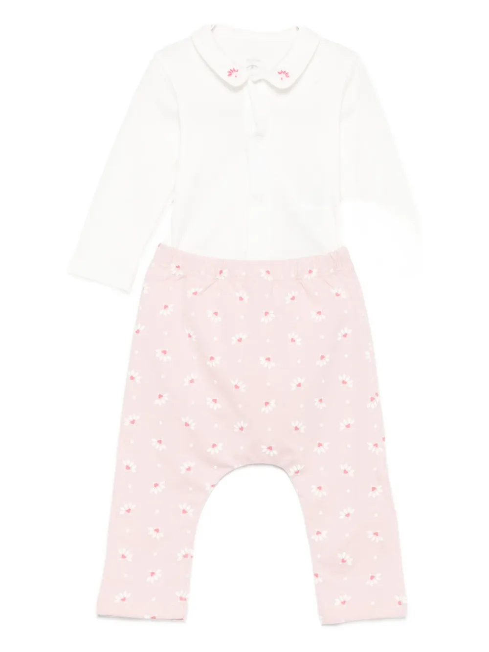 Petit Bateau Driedelig trainingspak met bloemenprint Roze