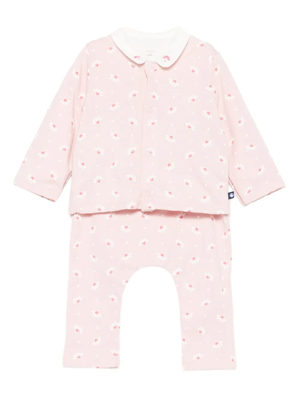 Petit Bateau Driedelig trainingspak met bloe print Roze