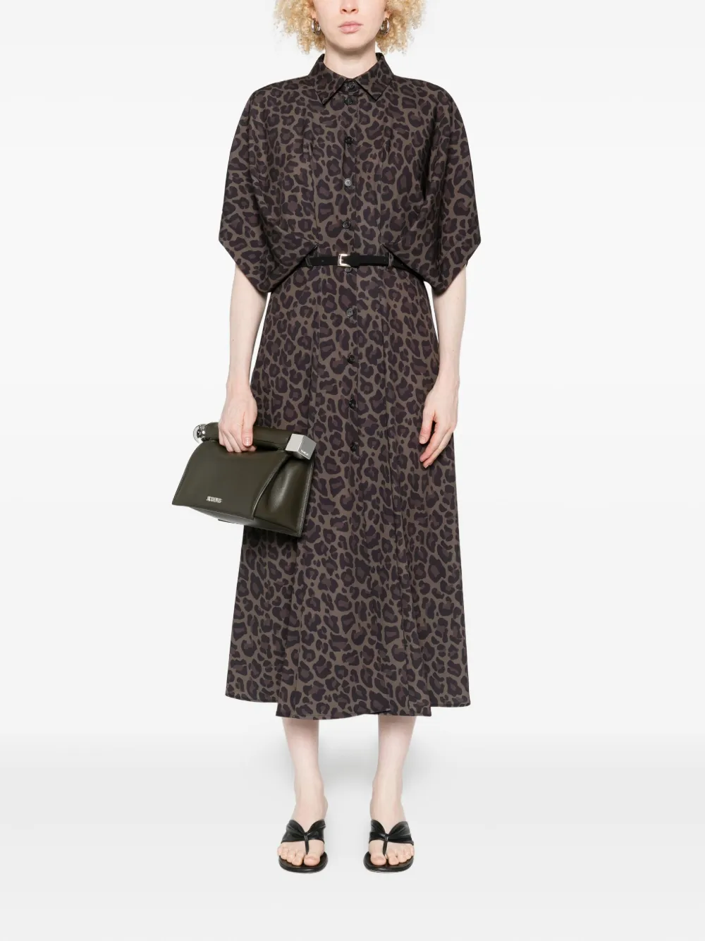 IMPERIAL Midi-jurk met ceintuur - Bruin