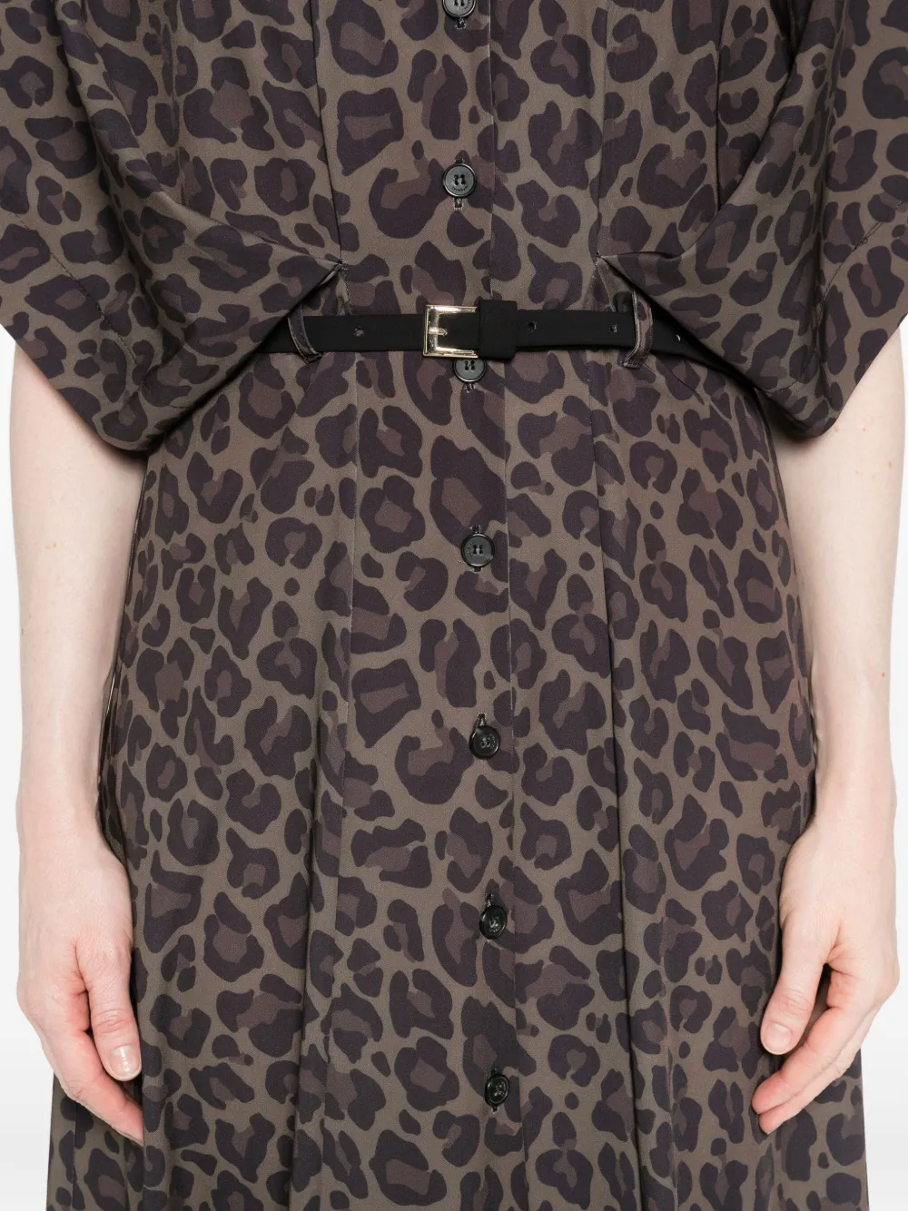 IMPERIAL Midi-jurk met ceintuur Bruin