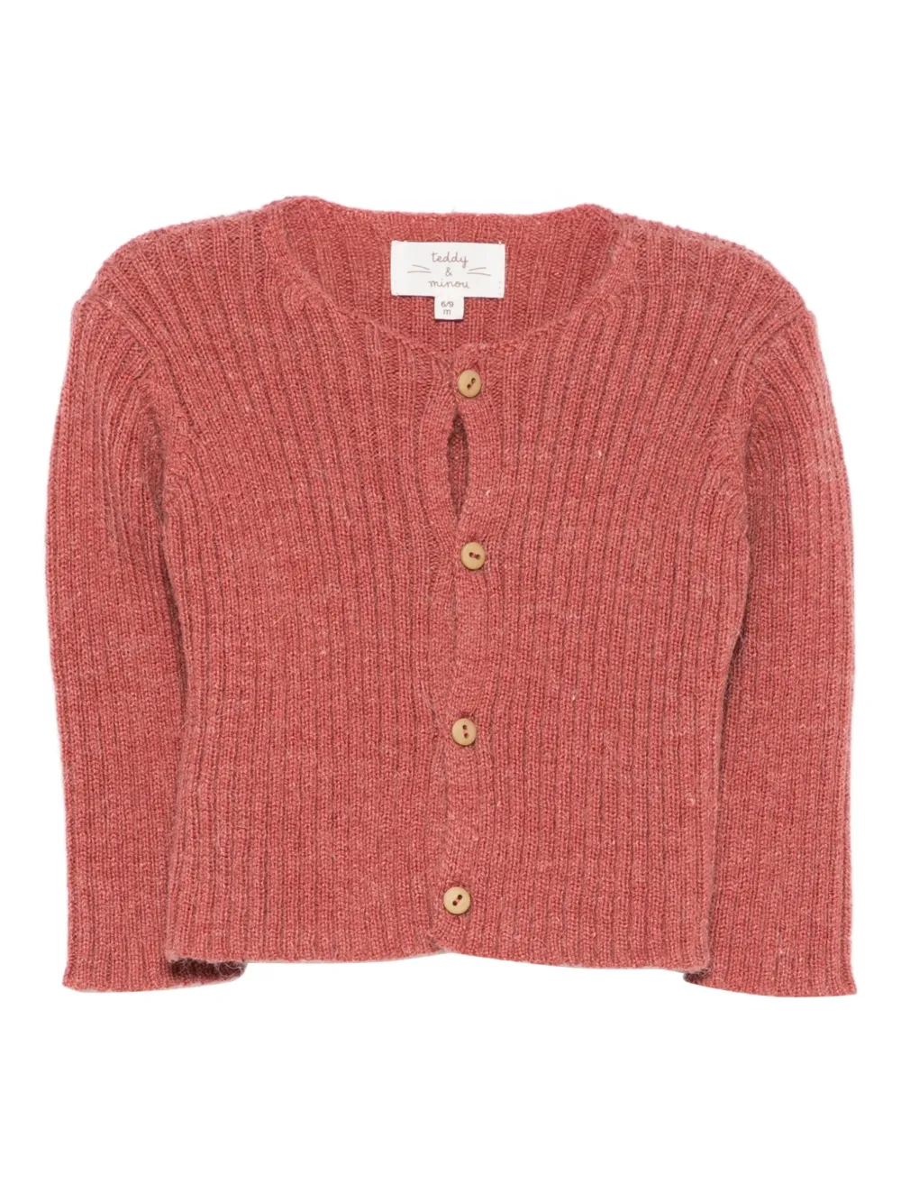 TEDDY & MINOU ribbed buttoned-up cardigan | Pink | Image 1