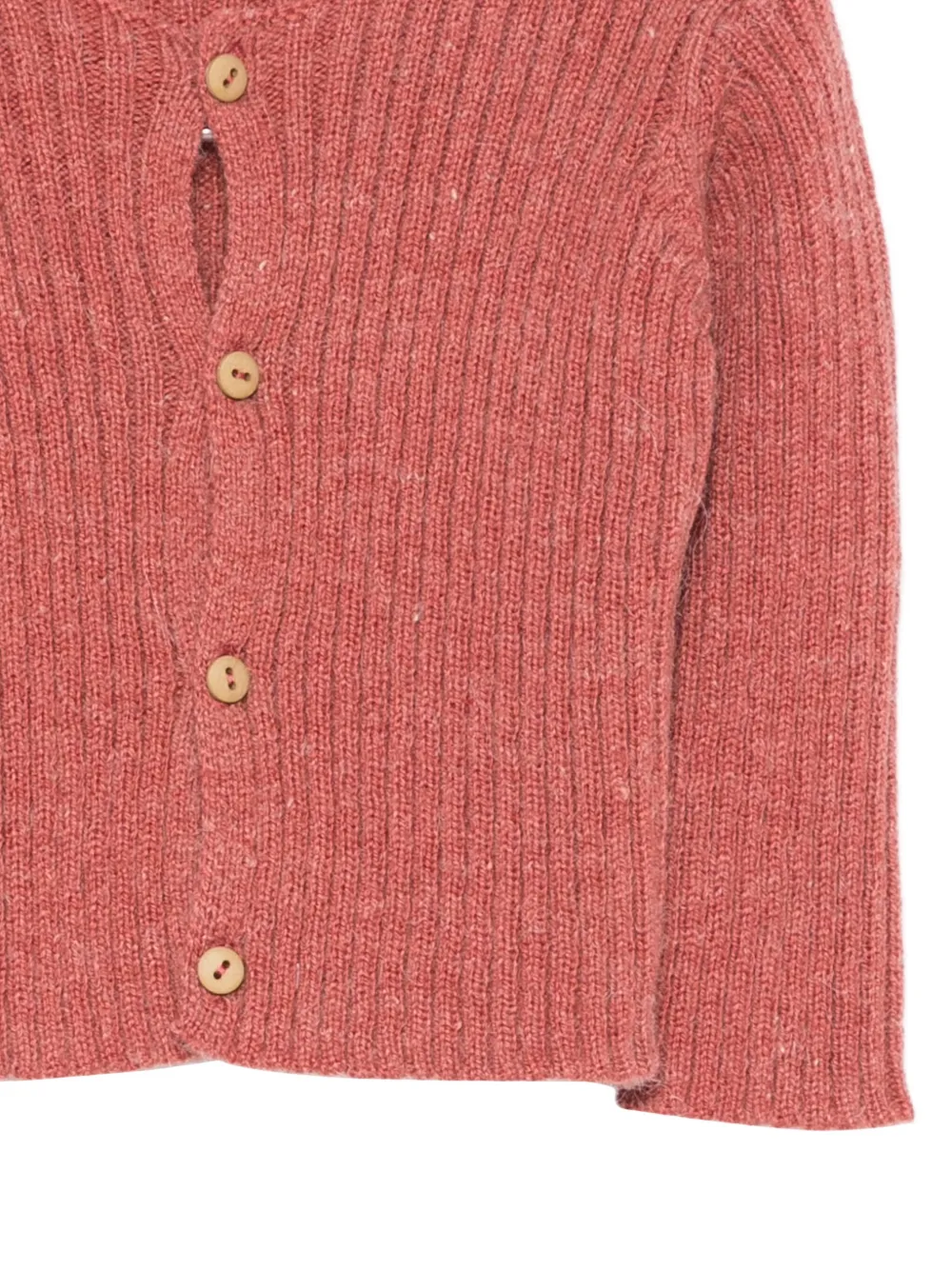 Teddy & Minou Ribbed Buttoned-up Cardigan In Pink
