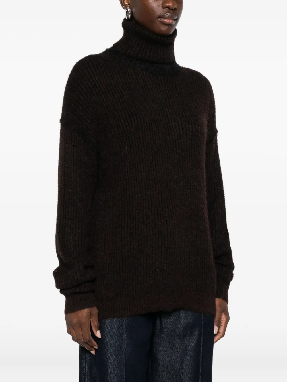 Uma Wang Ribbed Turtleneck Sweater In Black