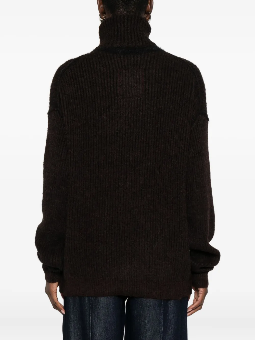 Uma Wang Ribbed Turtleneck Sweater In Black