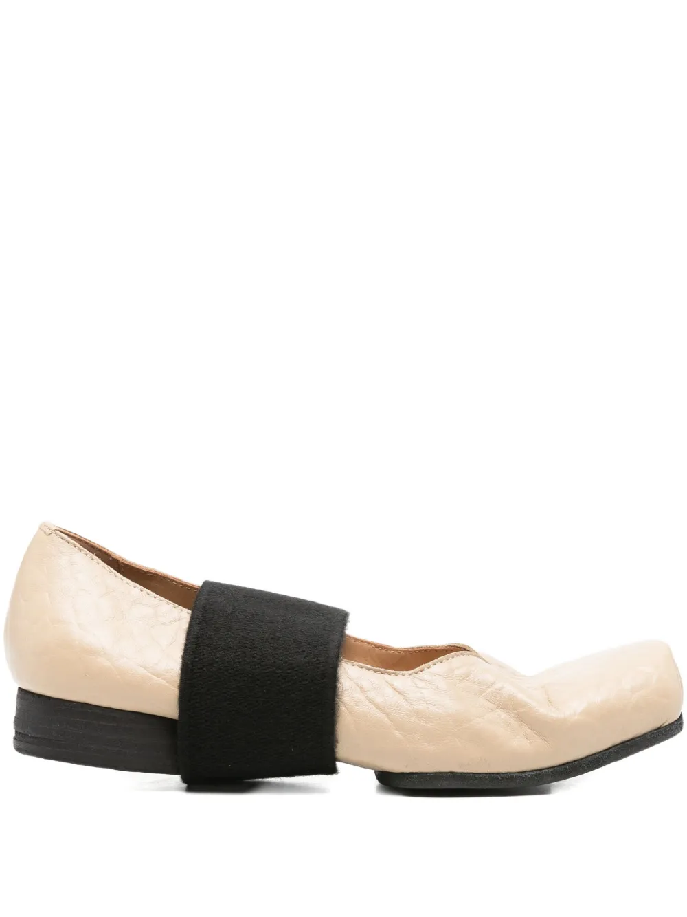 Uma Wang Square Toe Tumbled Leather Ballerina Shoes In Animal Print