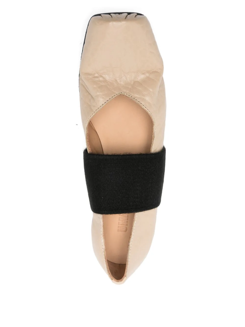 Uma Wang Square Toe Tumbled Leather Ballerina Shoes In Animal Print