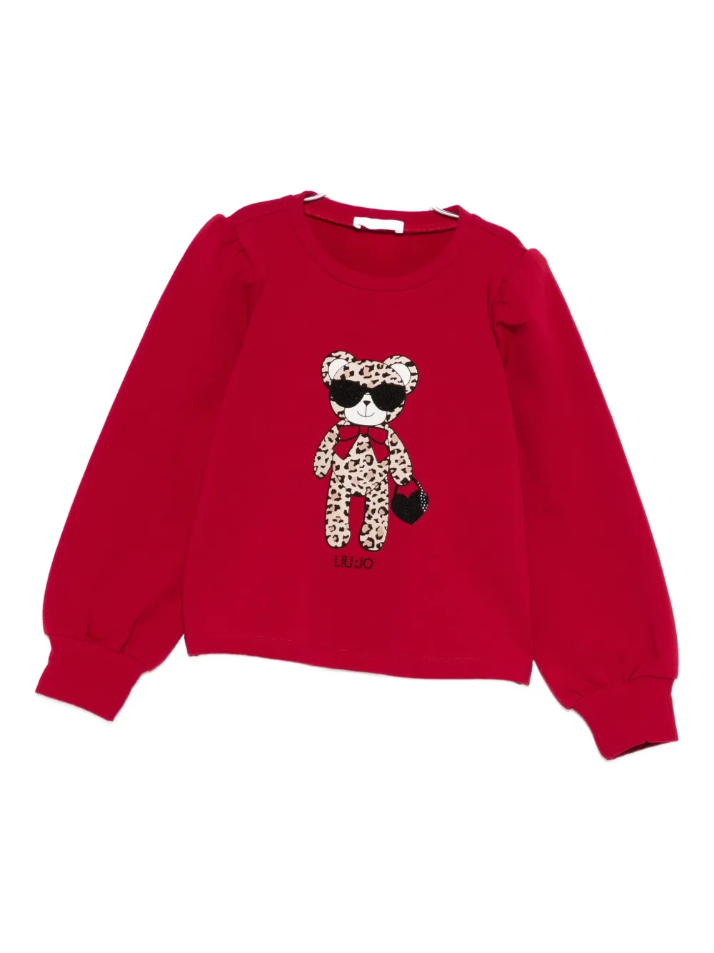 Liu •jo Leopard-print Bear Sweatshirt In Red