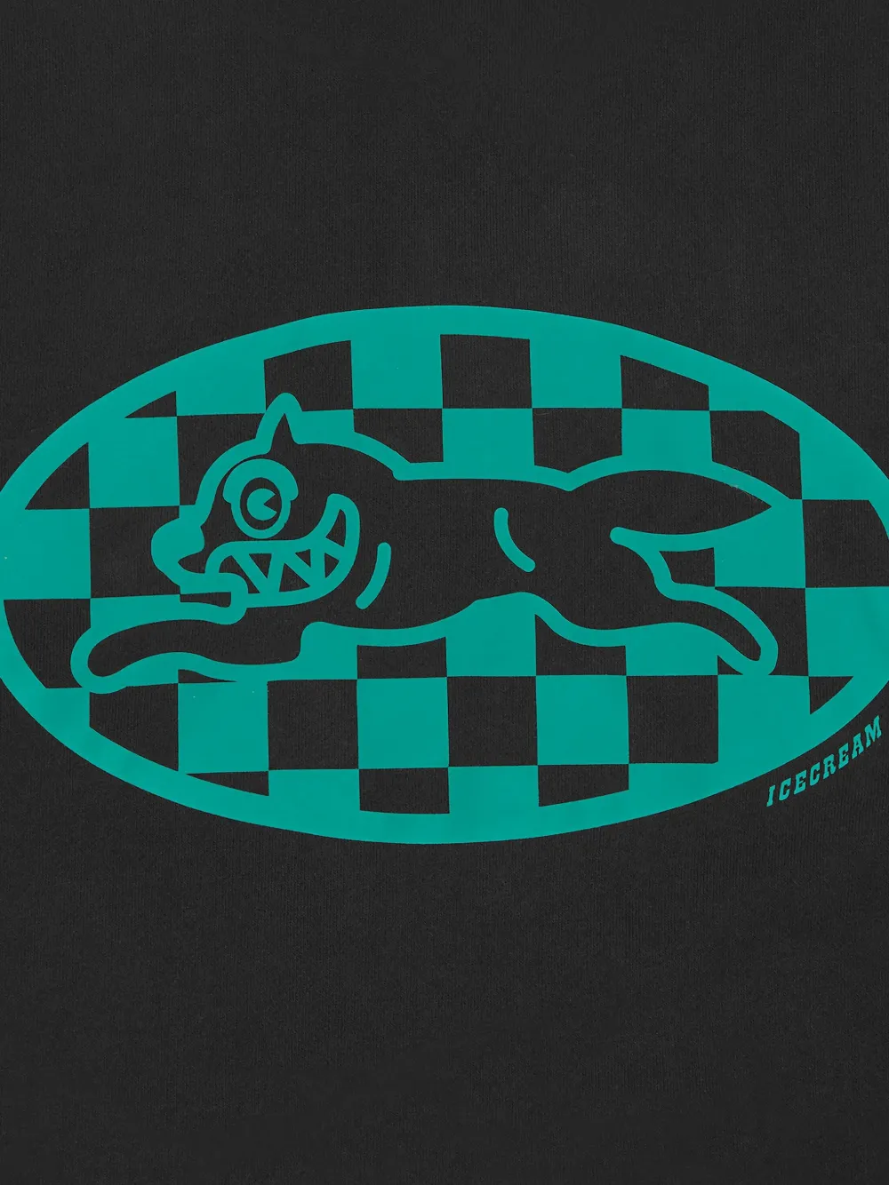 Icecream Check-pattern Wolf Graphic Hoodie In Black