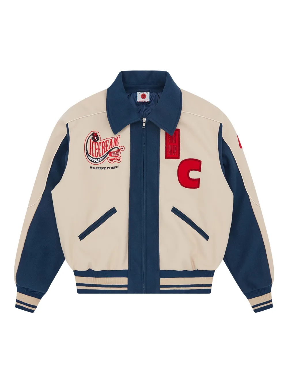 Icecream Patch-details Bomber Jacket In Neutral