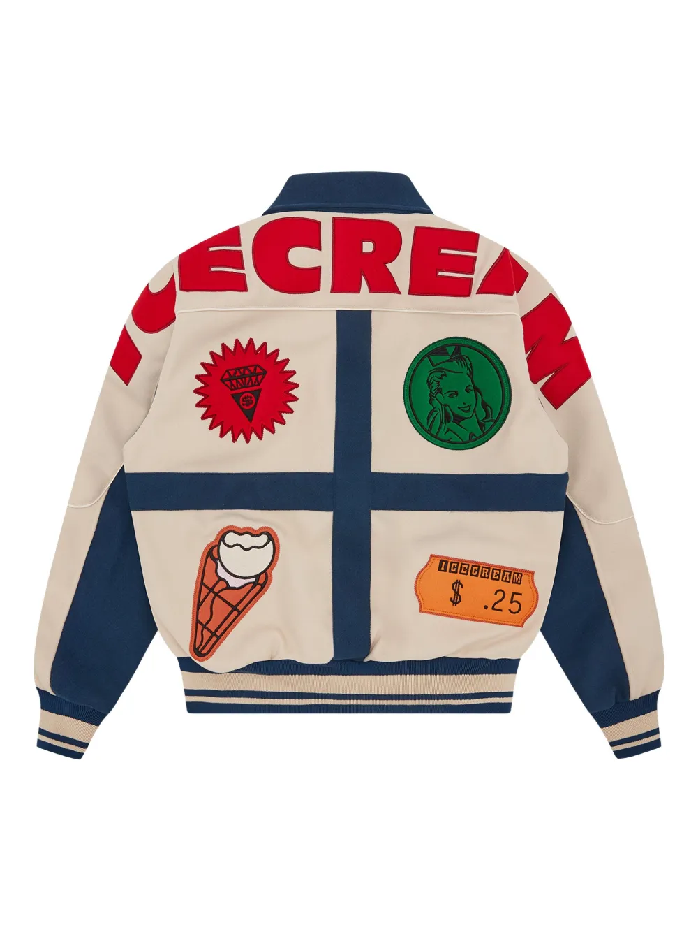 Icecream Patch-details Bomber Jacket In Neutral
