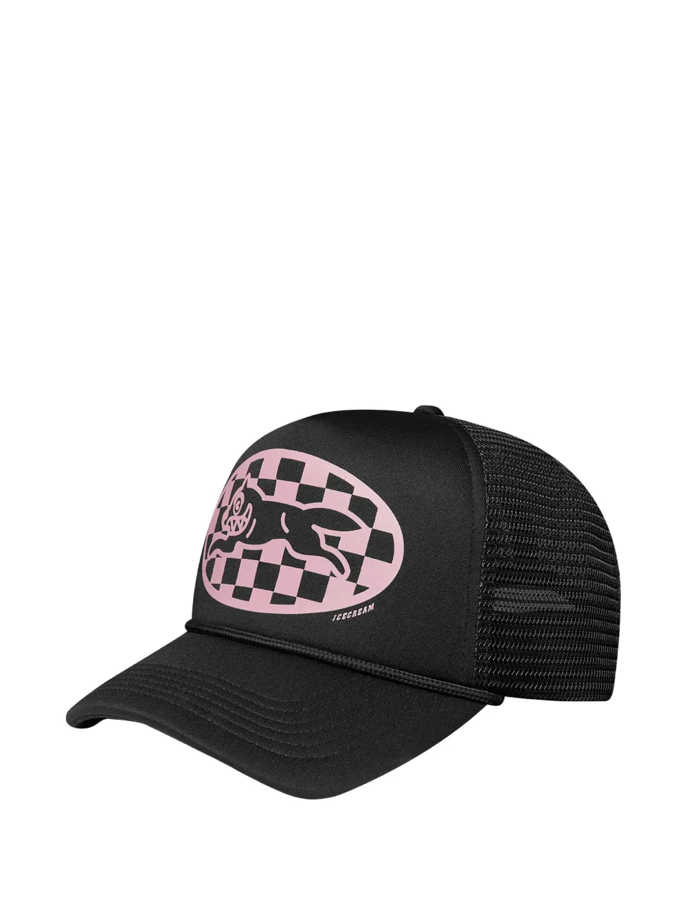 Icecream Checker Running Dog Trucker Cap In Black