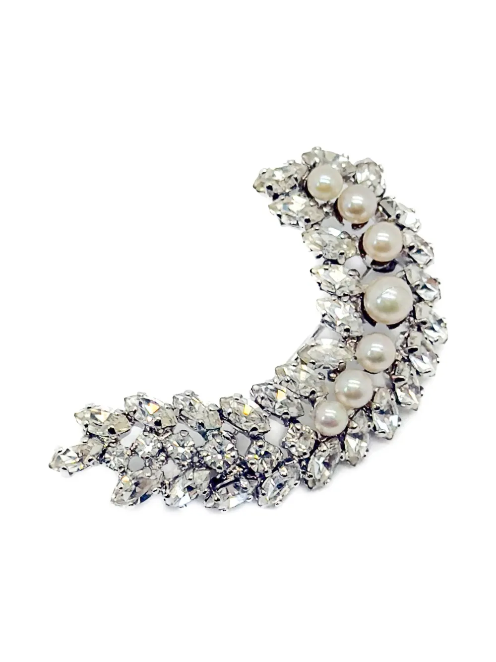 Christian Dior Pre-Owned 1970s crystal-embellished pearl brooch | plateado | Image 1
