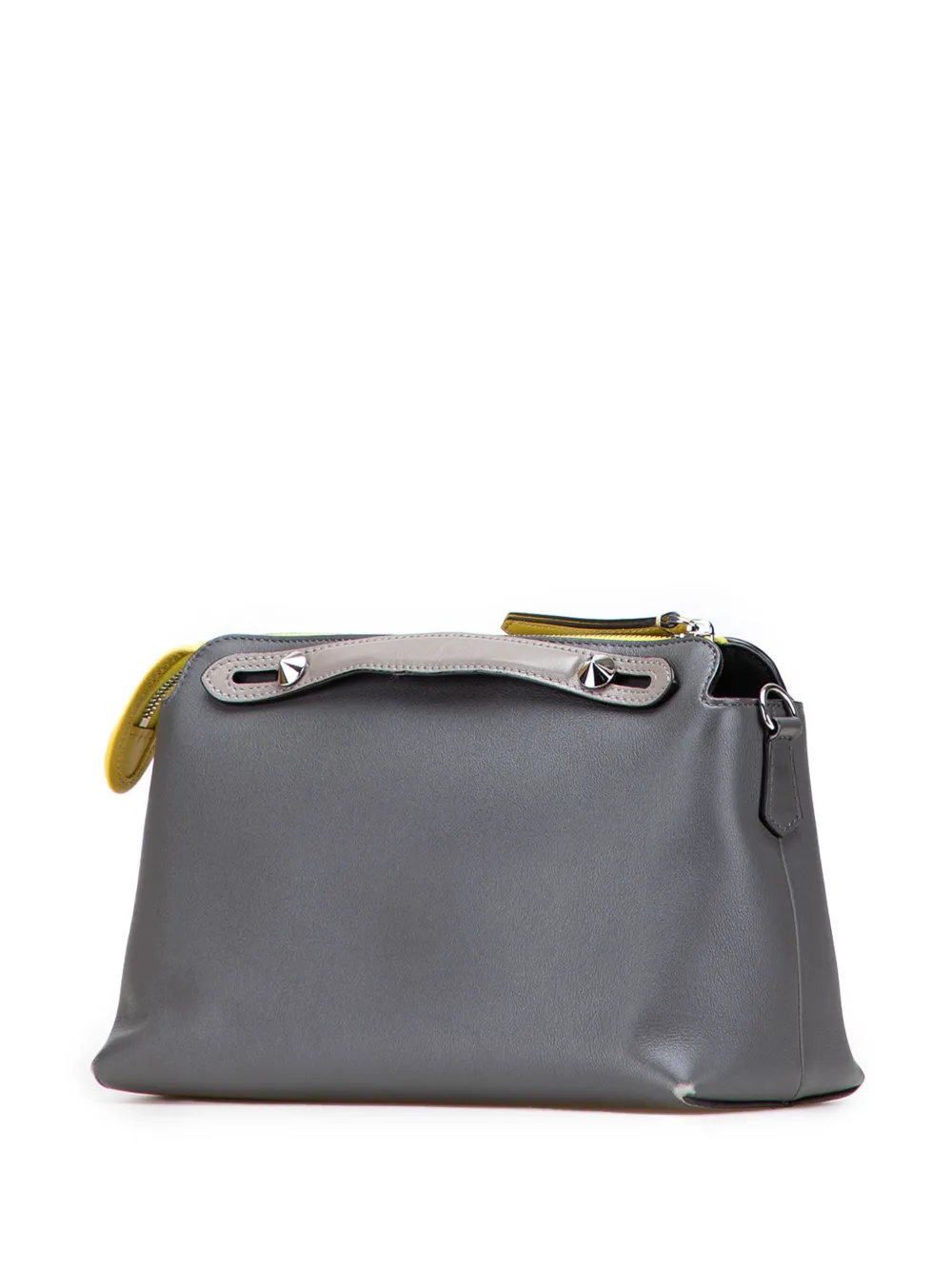 Pre-owned Fendi 2010-2025 Medium Tricolor Leather By The Way Satchel In Gray