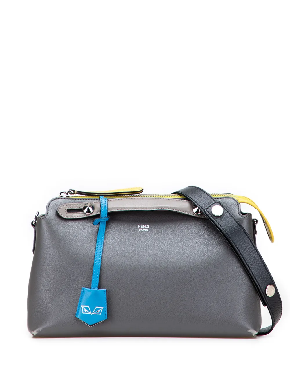 Pre-owned Fendi 2010-2025 Medium Tricolor Leather By The Way Satchel In Gray