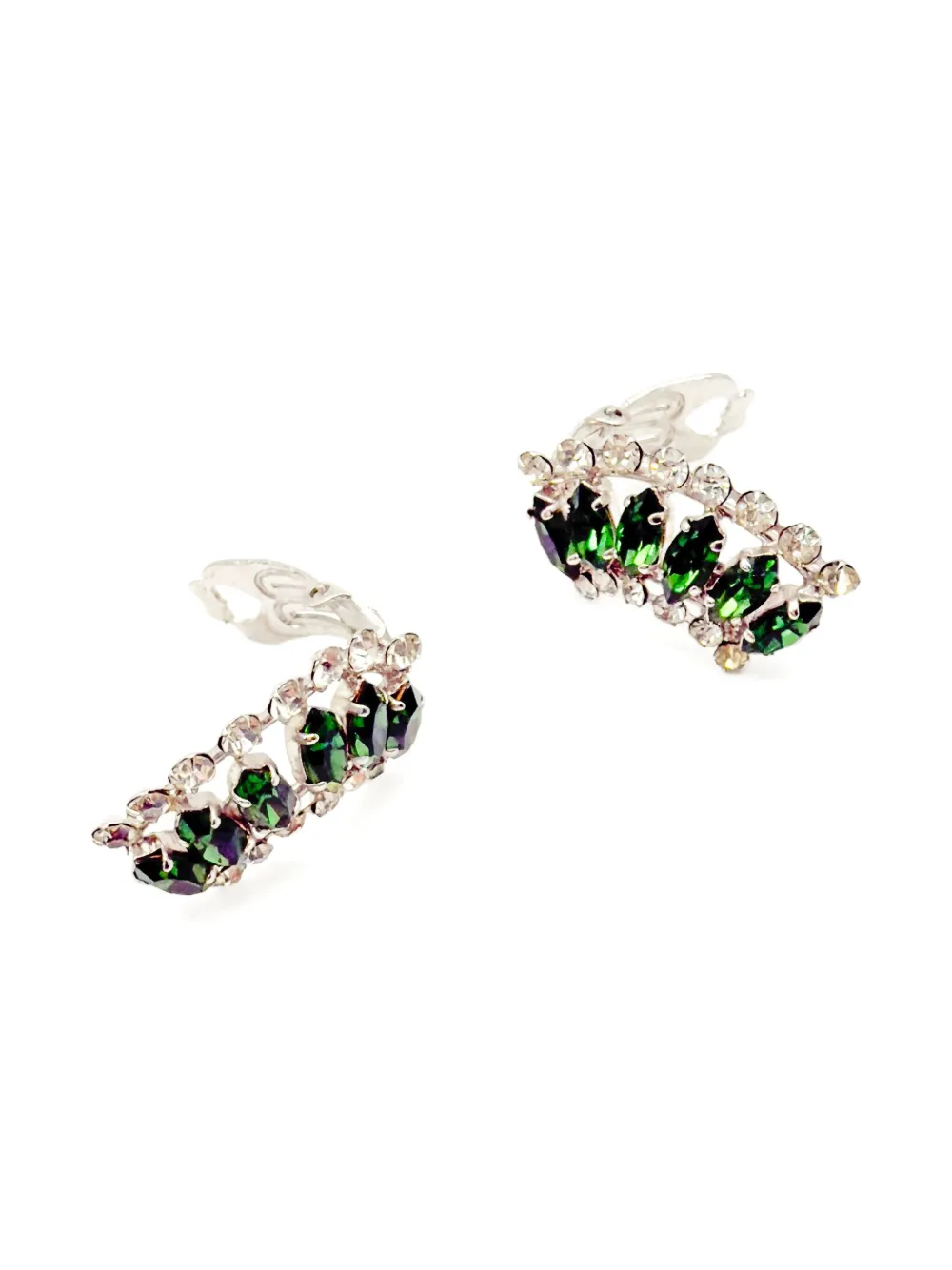 Christian Dior Pre-Owned 1960s marquise-emerald curve clip-on earrings | Image 2