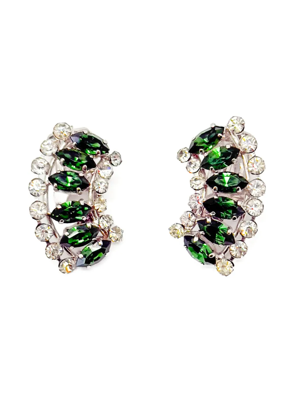 Christian Dior Pre-Owned 1960s マーキーズ&エメラルド イヤリング - シルバートーン Christian Dior Pre-Owned 1960s マーキーズ&エメラルド イヤリング - シルバートーン