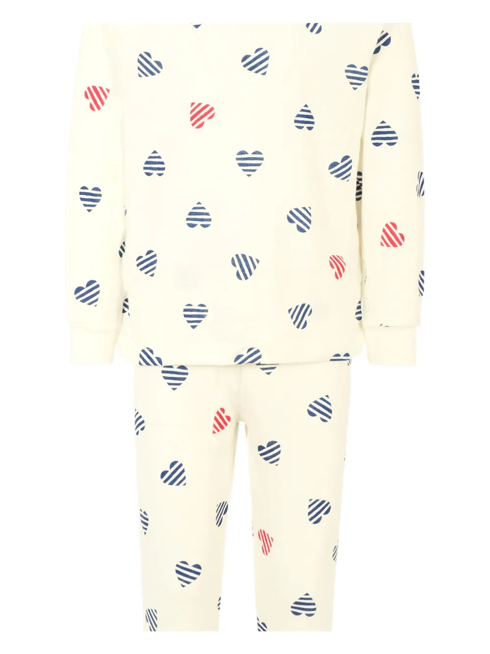 Petit Bateau striped-heart pajamas Beige