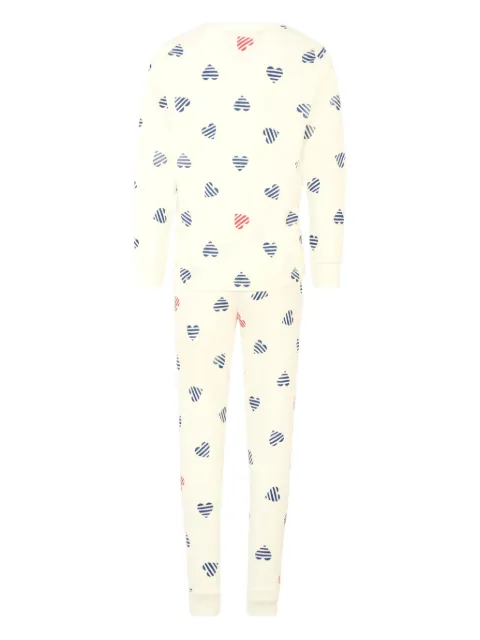Petit Bateau striped-heart pajamas