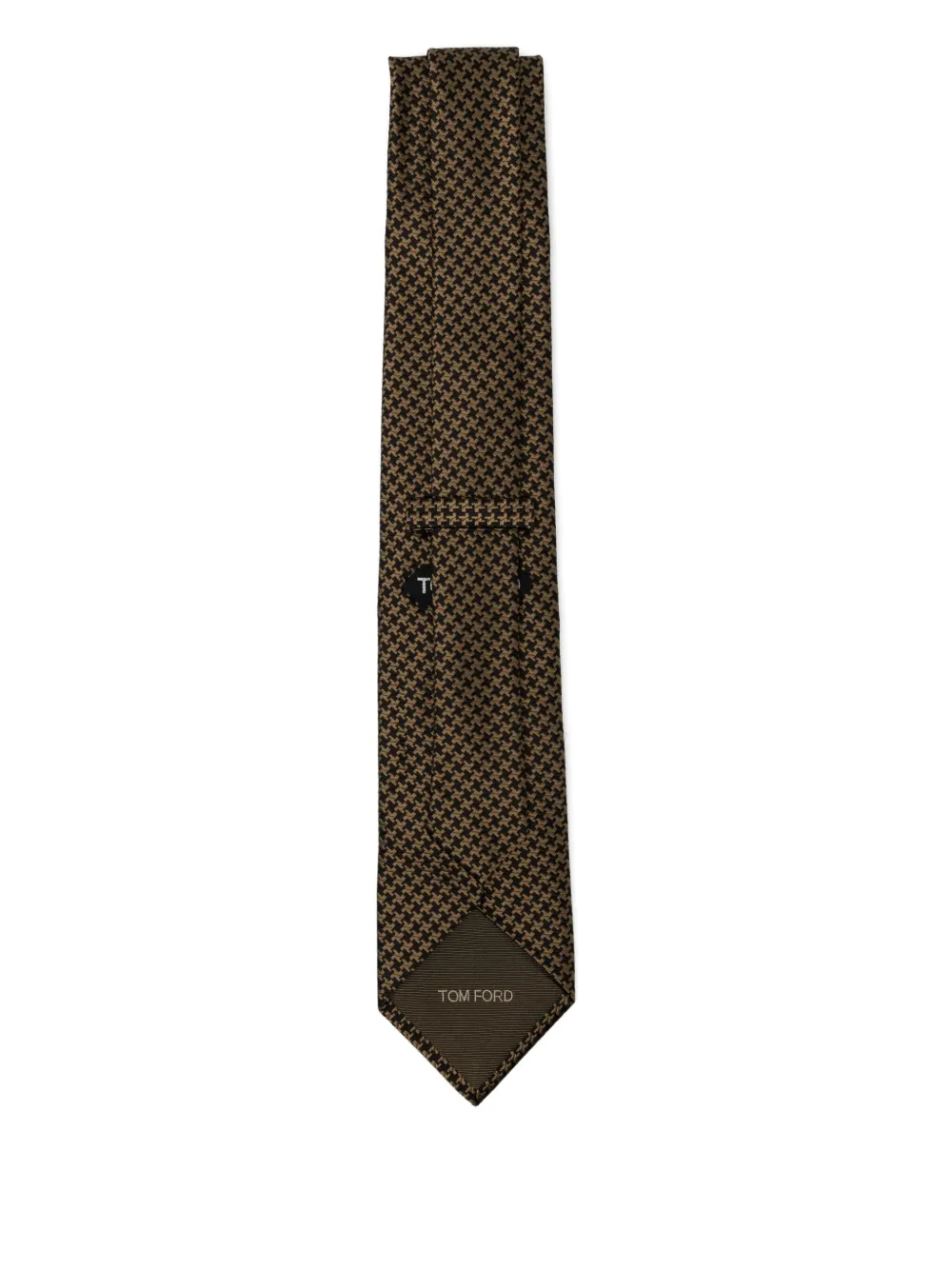 TOM FORD Zijden stropdas met jacquard-patroon - Bruin