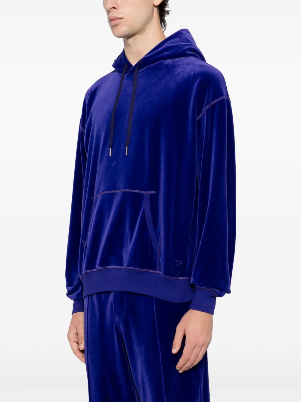 Tom Ford Velour Hoodie In Purple