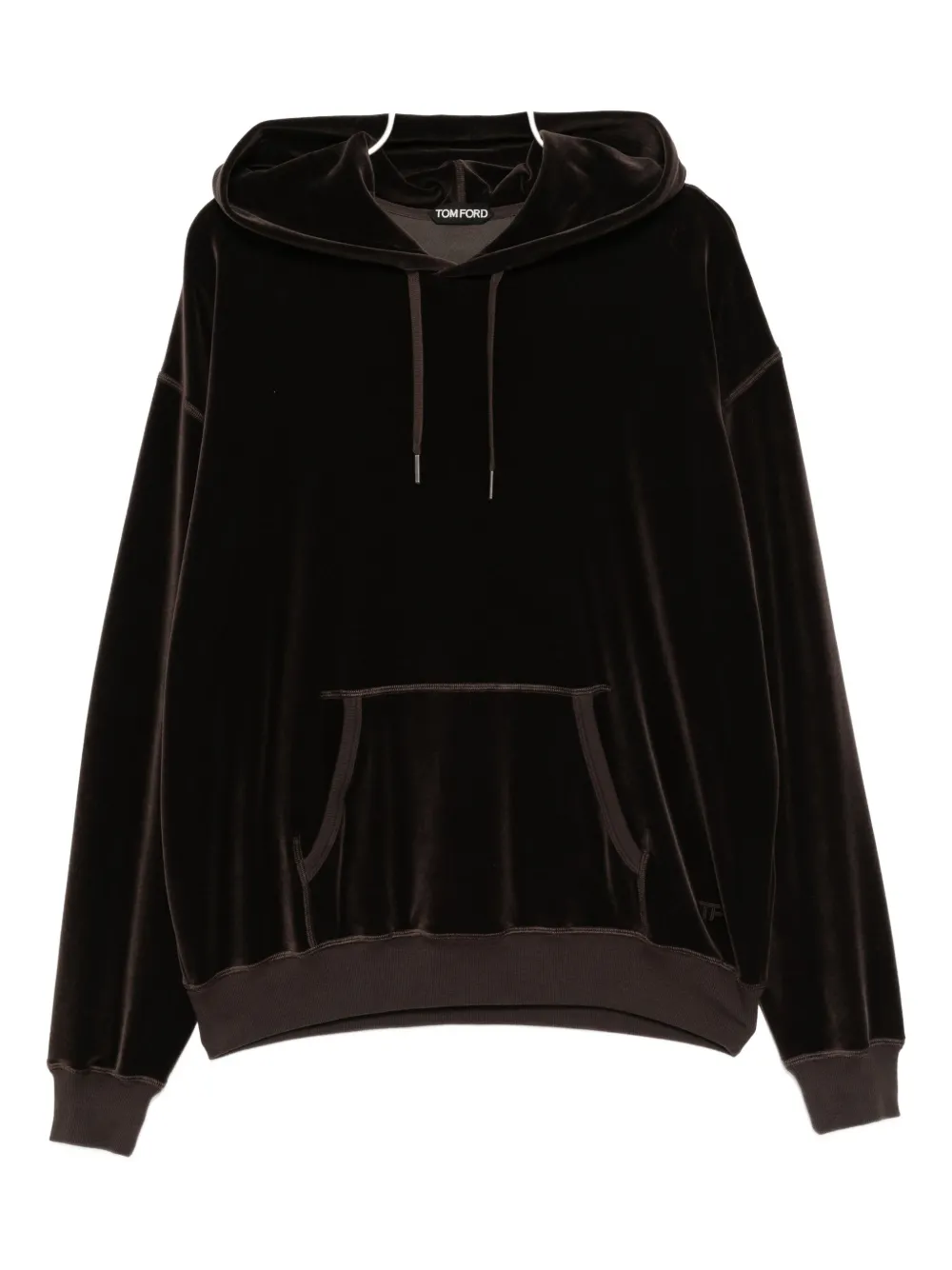 Tom Ford Velour Hoodie In Brown