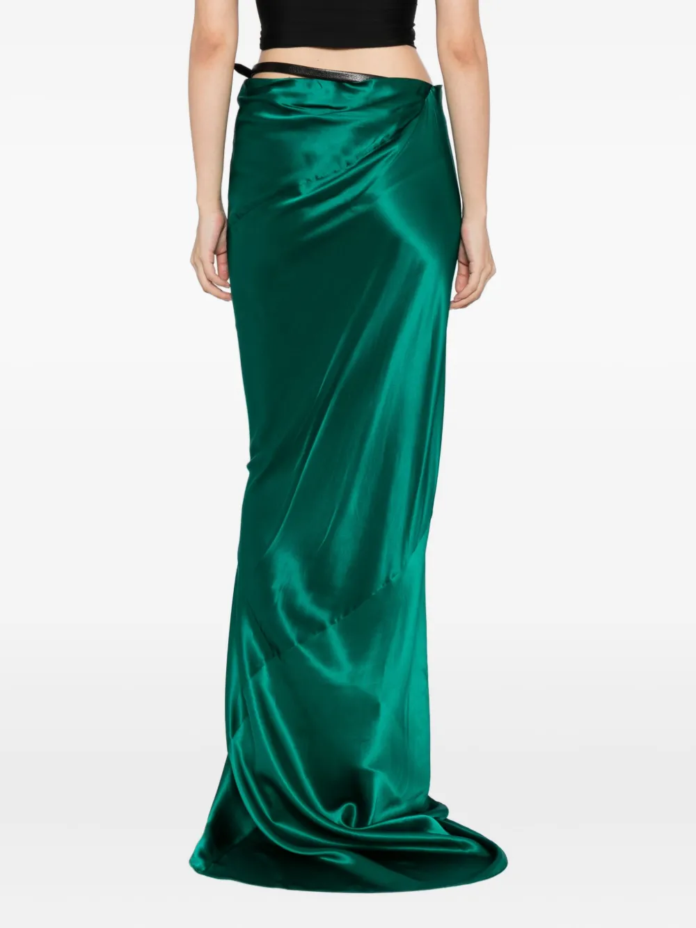 Tom Ford Bias Silk Skirt In Green