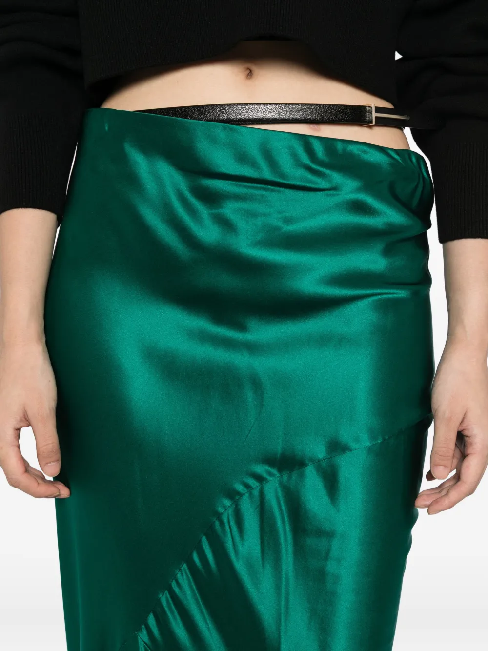 Tom Ford Bias Silk Skirt In Green