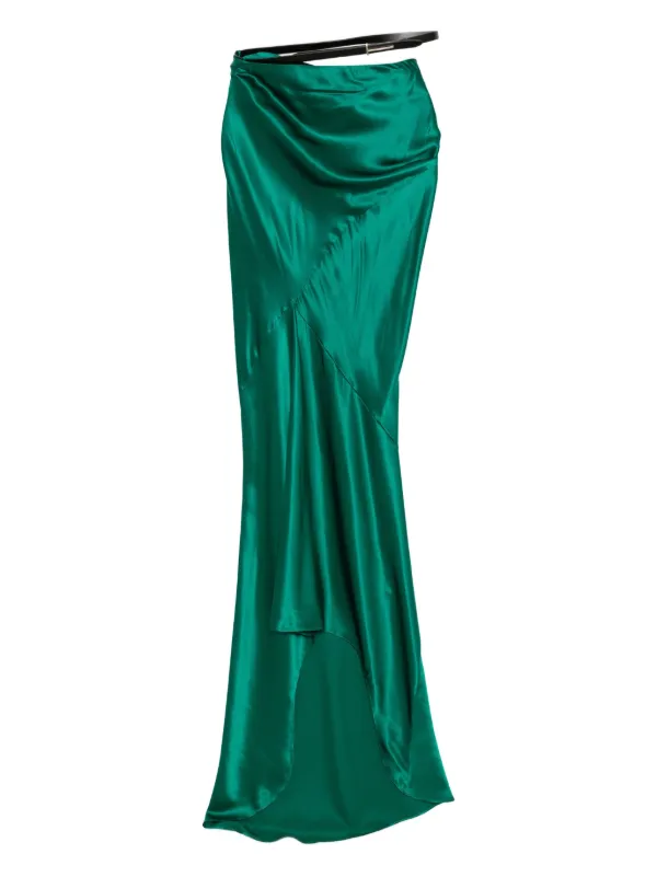 Tom Ford Bias Silk Skirt in Green