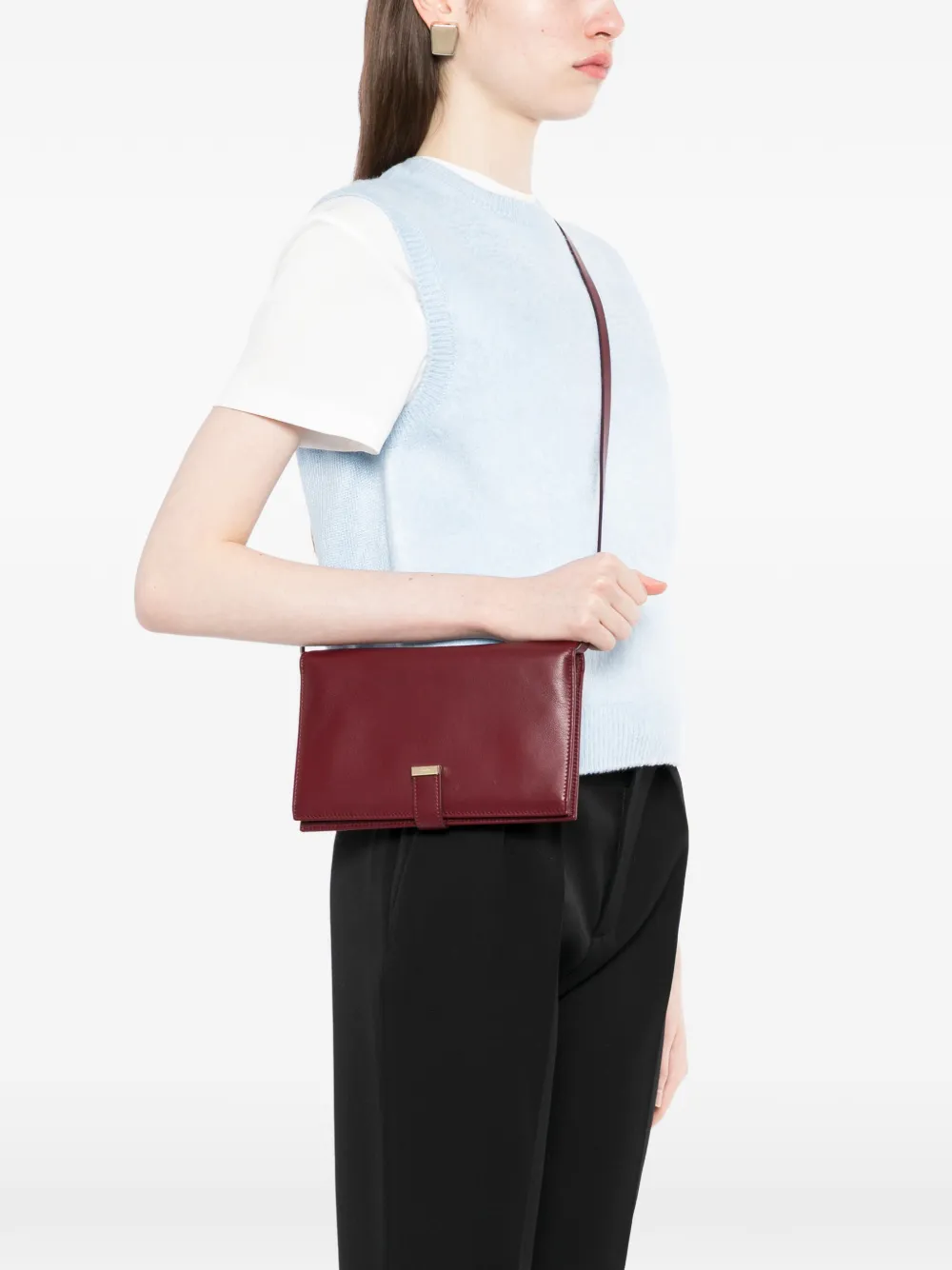 TOM FORD gold-tone clasp cross body bag - Rood