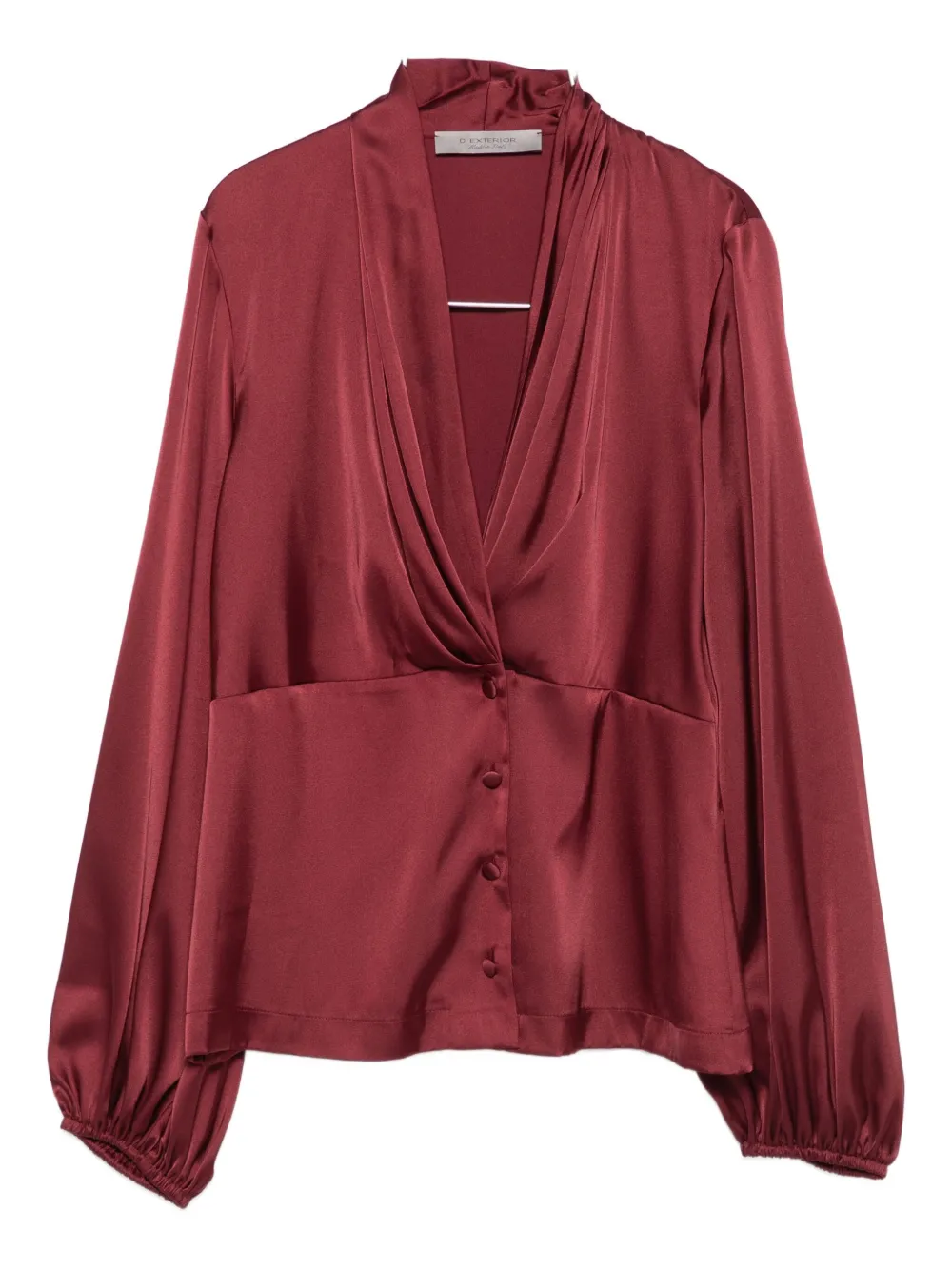 D Exterior Pleated Button-front Blouse In Red