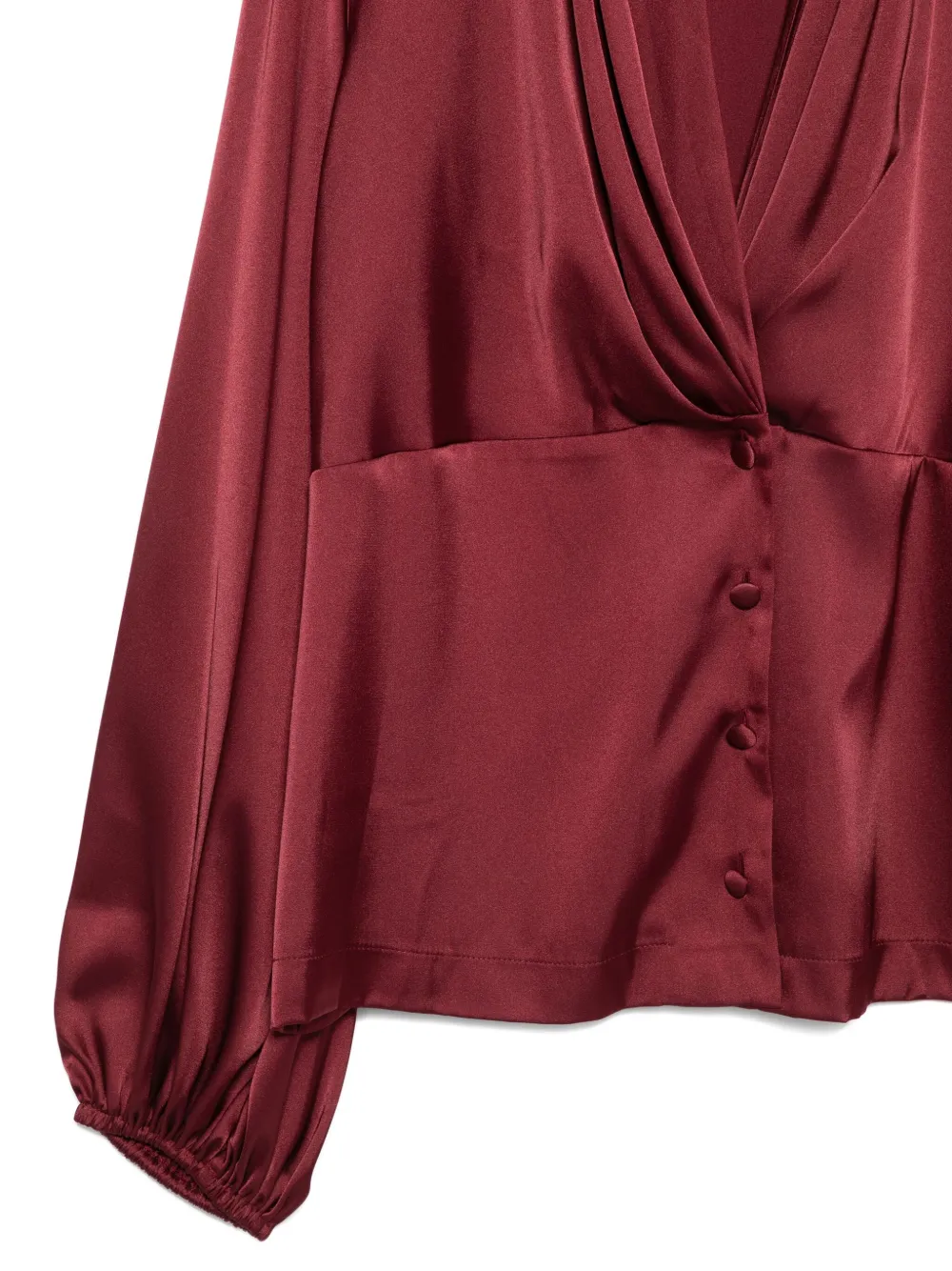 D Exterior Pleated Button-front Blouse In Red