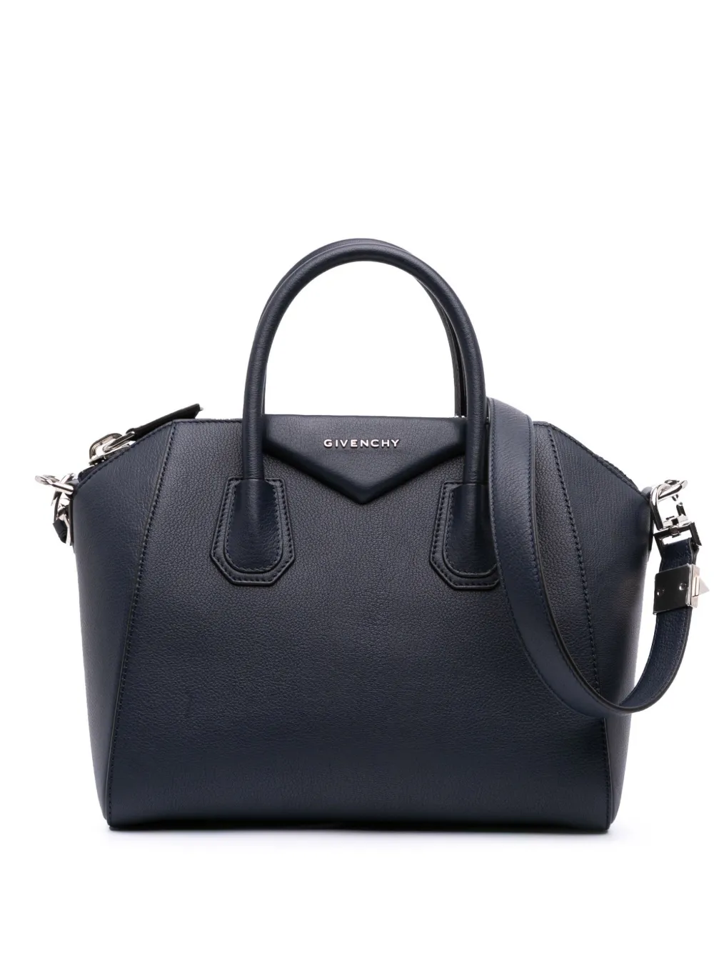 Pre-owned Givenchy 2010-2025 Small Grained Calfskin Antigona Satchel In Blue