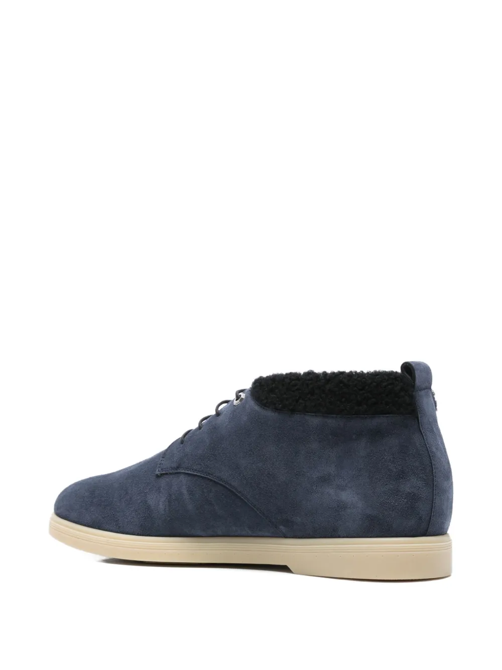 Stefano Ricci Lace-up Fur-lined Desert Boots In Blue