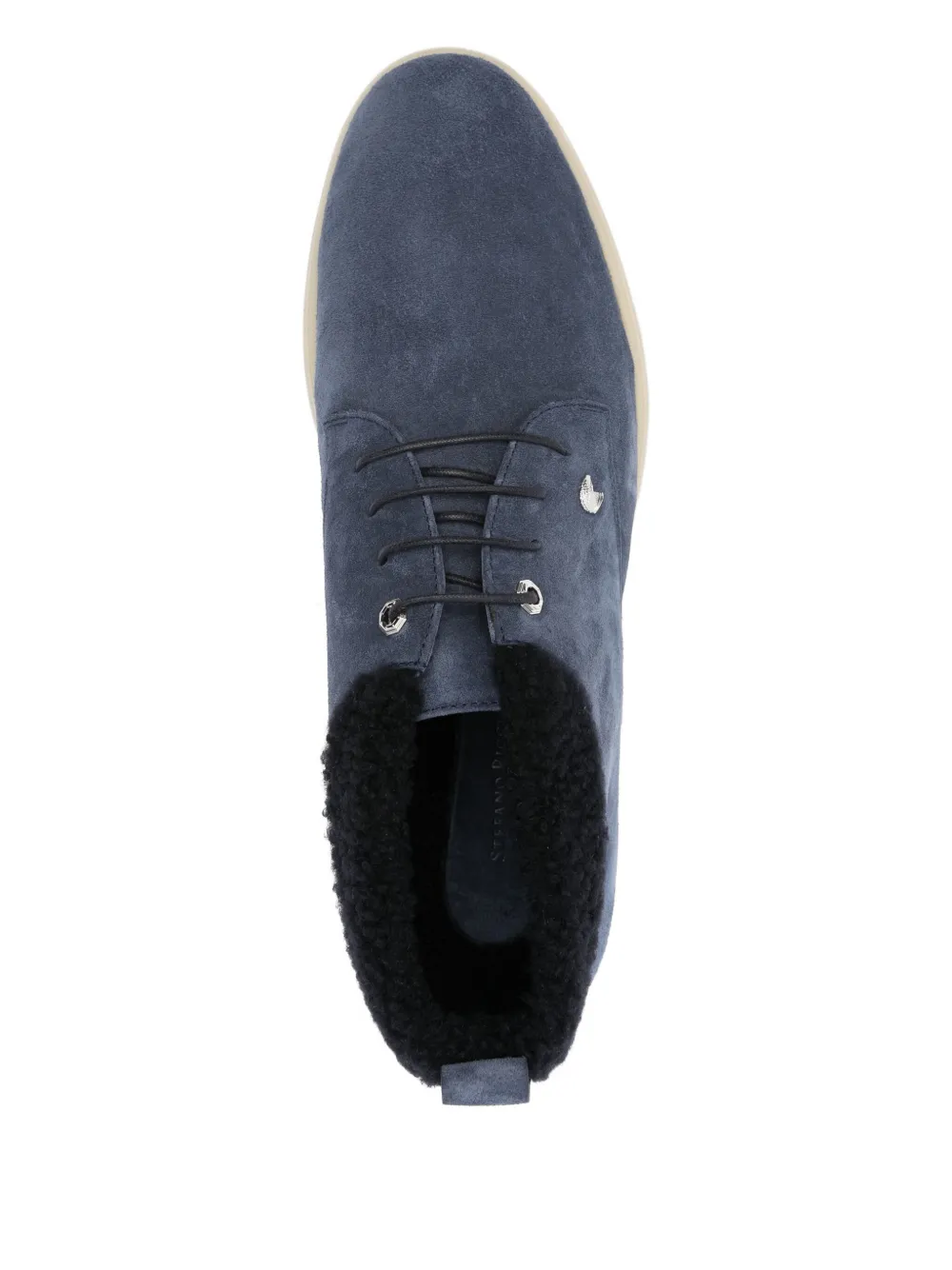 Stefano Ricci Lace-up Fur-lined Desert Boots In Blue